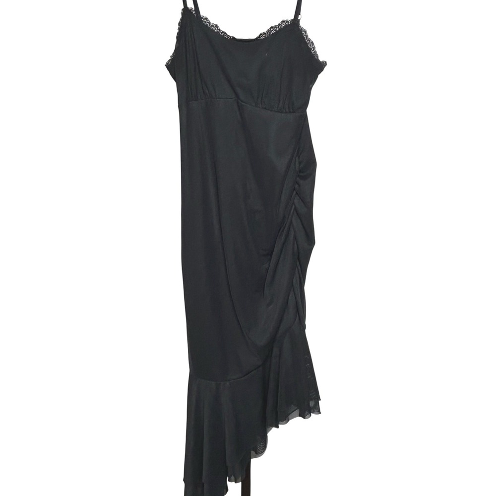 Wild Fable Dress-‎ SMALL- ruched, light, lined mesh dress black strappy